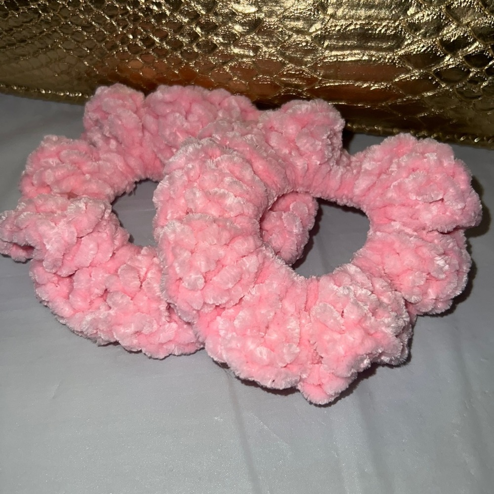 Baby Pink Velvet Scrunchies